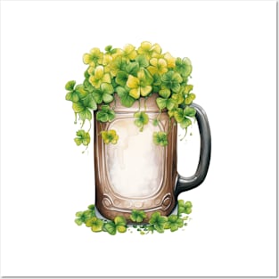 Watercolor Shamrock Beer Posters and Art